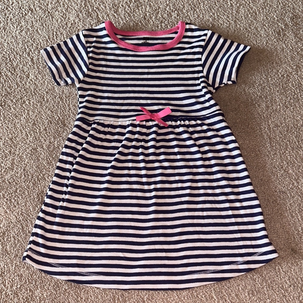 Navy and Pink Striped Kids Dress